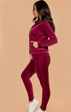 Load image into Gallery viewer, Burgundy Velour Pants Set
